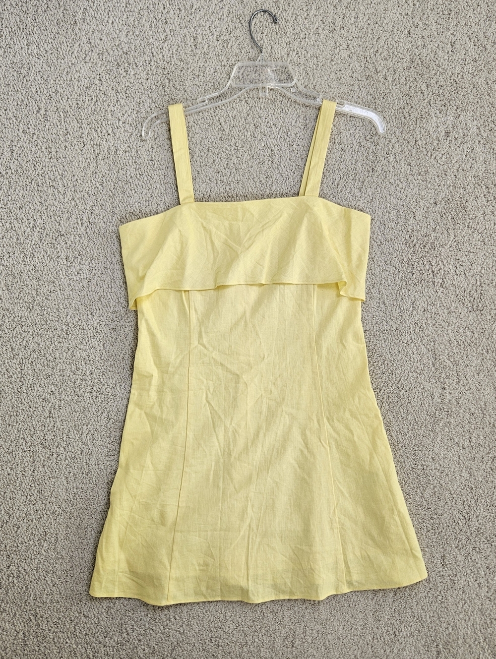 Banana Republic Linen Blend Dress Mini Lemon Yellow Flirty Flutter Top Womens 6